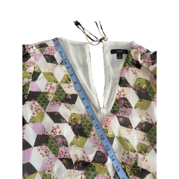 J.Crew Black Patchwork Print Lurex Metallic Threads Chiffon Midi Dress Size 8 - Picture 15 of 16